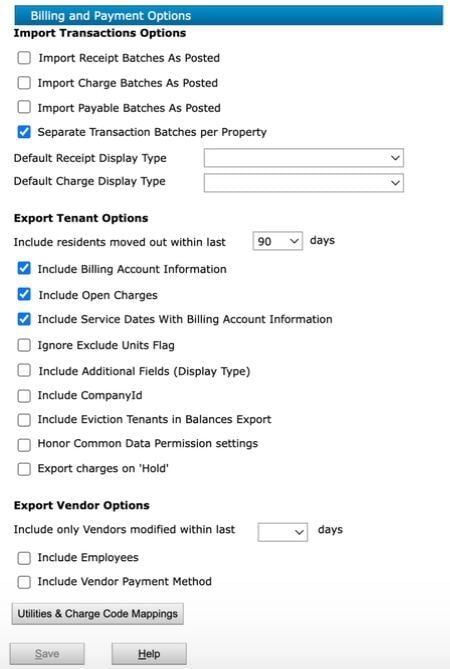 Yard select data options