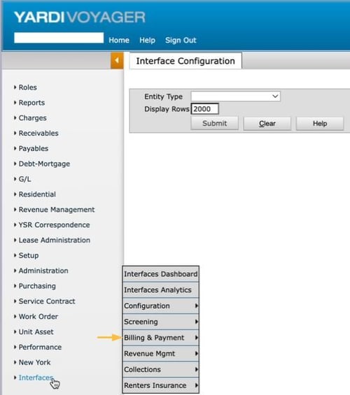 Yardi Interfaces Billing and Payment